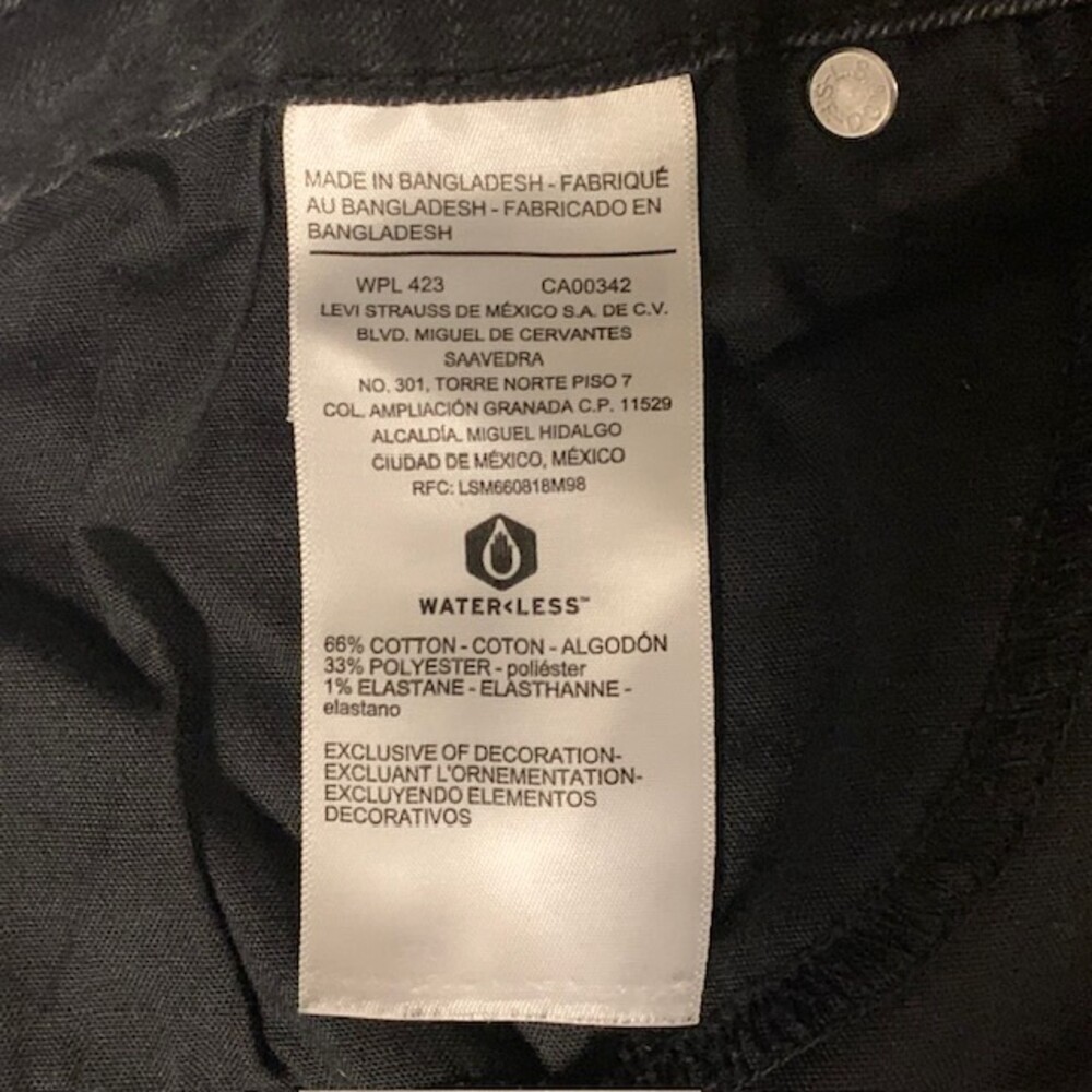 DENIZEN From Levi’s Womens 14M 32x30 Black Mid Rise Slim Stretch Jeans - Picture 7 of 10
